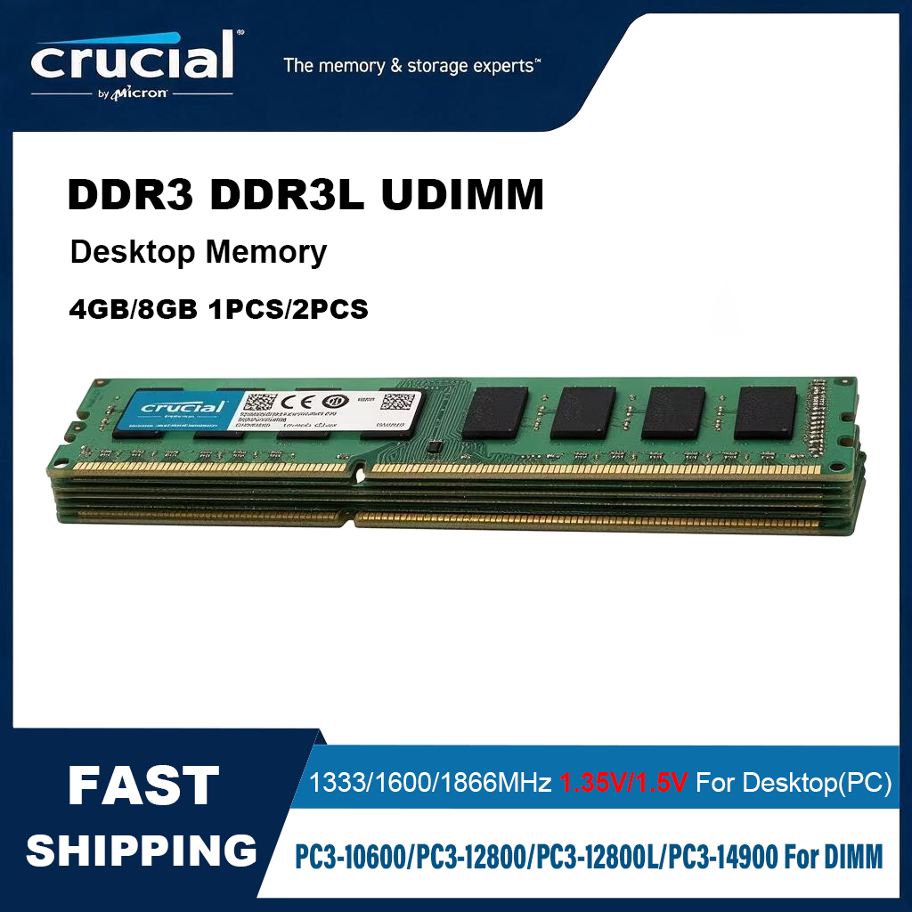 Memory Ram Upgrade - Crucial DDR3 Desktop RAM 4GB 8GB