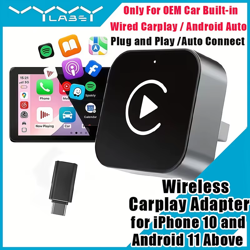 Usb C Power Adapter - 2-in-1 draadloze CarPlay-adapter Plug-and-Play voor iPhone